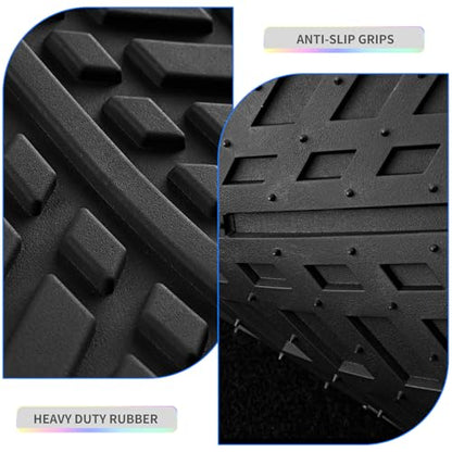 PIC AUTO Car Floor Mats, Blue Aluminum-Molded with Full-Circle Iridescent Inlay Strip Car Mats, Universal-Fit Rubber Mats for Cars, Trucks & SUVs, All-Weather, Non-Slip, Easy-to-Clean Interior Mats - color: Blue