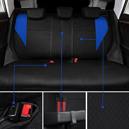CAR PASS Ultrasonic Embossing Cloth Universal Seat Covers-Breathable Car Seat Cover with 5mm Composite Sponge Inside,Airbag Compatible,2zipper Bench for Sedan,SUV,Truck(Black and Blue,Full Set) - color: Blue