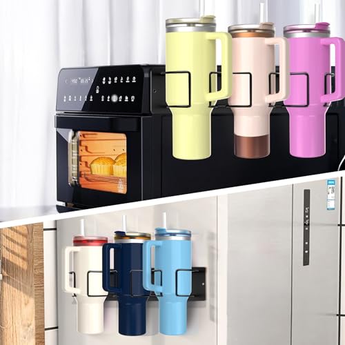 1 Pack, Magnetic Stanley Cup Holder, Stanley Cup Organizer for Refrigerators/Ovens/Coffee Machines, 3 Cup Slots, Supports 10 lbs, Suitable for 40/30 oz Stanley, Gift - size: 1 Pack