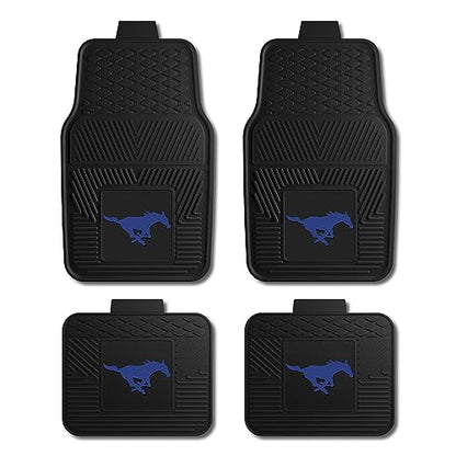 Fanmats Southern Methodist University Mustangs - Blue Set of 4 Car Mats for Cars, SUV, Pickups - All Weather Protection, Deep Reservoir Design, Universal-3D NCAA logo-29”x17” Front -14”x17” Rear Mat
