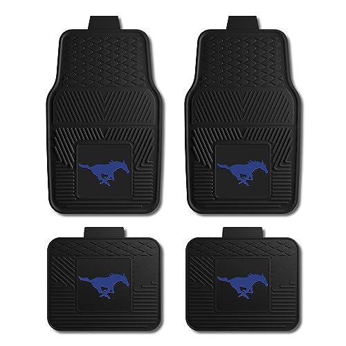 Fanmats Southern Methodist University Mustangs - Blue Set of 4 Car Mats for Cars, SUV, Pickups - All Weather Protection, Deep Reservoir Design, Universal-3D NCAA logo-29”x17” Front -14”x17” Rear Mat