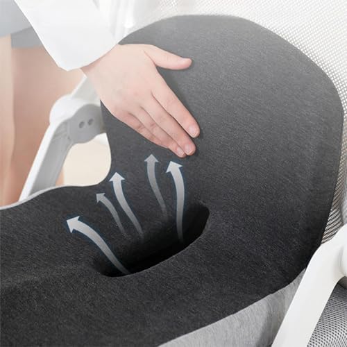 Orthopedic Memory Foam Car Seat Cushion for Sciatica & Back Pain Relief - Ergonomic Non-Slip Office Chair Cushion & Car Cushions for Long Driving with Lumbar Support, Universal Fit (Black) - color: Black