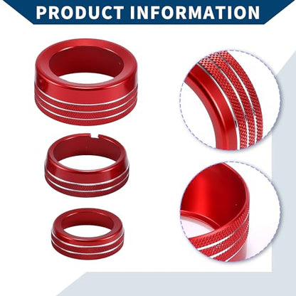 AC Air Conditioner Gear Shift Headlight Media Control Switch Knob Cover for Dodge for RAM 13-17 / Interior Trim/Stylish Aluminum Alloy / 5 Pcs Red - color: Red