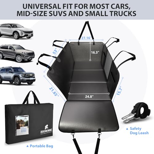 Back Seat Extender for Dogs-Large Space, Hard Bottom PU Leather Dog Car Seat Cover for Back Seat 420lb, Anti-Scratch Backseat Extender for Dogs,Waterproof Dog Hammock for Car, SUV, Truck - color: All Black, size: L - For Cars/ Mid-Size SUV/ Small Truck