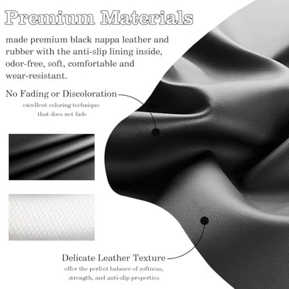 All Black Car Steering Wheel Cover, Nappa Leather, Bottom Color Blocking, Universal 14.5-15 Inch Leather Anti-Slip Breathable Auto Steering Wheel Covers for Men Women - color: All Black