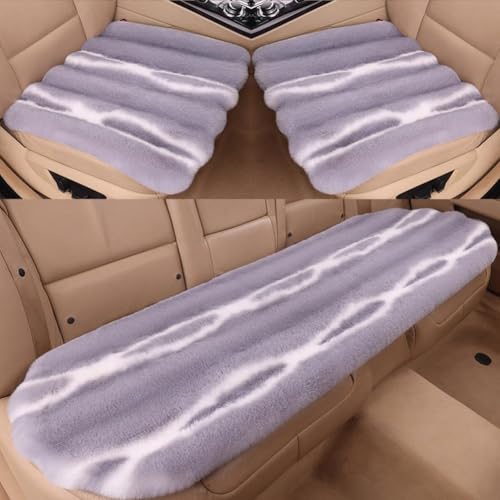 5 Seat Fluffy Faux Rabbit Fur Car Seat Cover for Fuzzy Soft Auto Universal Car Seat Plush Vehicle Seat Protector Pad with Non-Slip Backing, Car Accessories Home and Office Chair - color: Grey, size: Full Set for 5 Seats