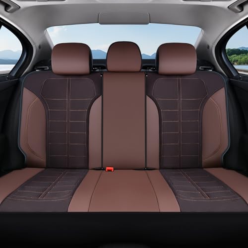 Coverado Air Mesh Seat Cover, Car Seat Cover Rear Seats, 3D Breathable Seat Protectors Sports Carbon Fiber Design Airbag Compatible Comfort Universal for Most Cars, Van,Trucks, SUV, Brown - color: Brown, size: Rear