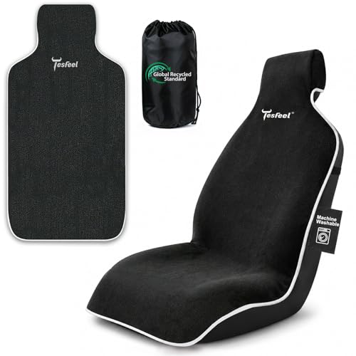 600g Ultra-Thick Car Seat Cover Towel,Heavy-Duty Absorbent Terry Cloth Sweat Protector for Gym,Beach&Athletes,Eco-Friendly Universal Fit for Sedans,SUV & Trucks,Non-Slip Machine Washable-Black - color: Black-New, size: Front-1pc