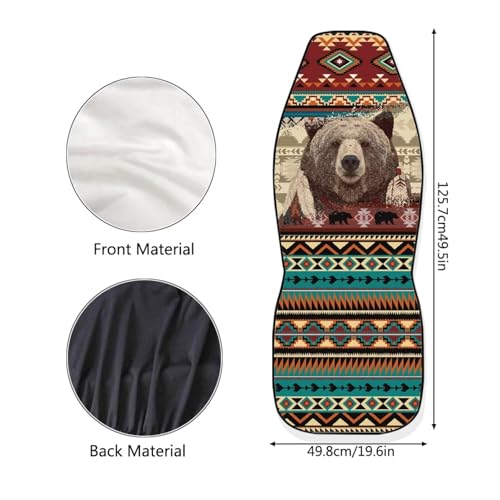 Dreaweet Native American Bear Seat Covers for Cars SUV Trucks 2 Piece Washable Universal Car Seat Cover Front Seats Only Easy to Install Carseat Cover Protection - color: Bear Native American