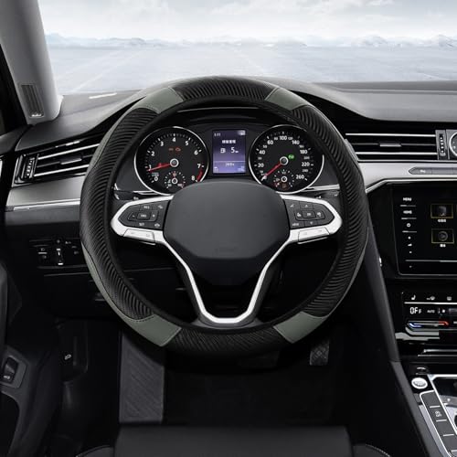 Car Steering Wheel Cover, Steering Wheel Protector, Universal 14.5-15 Inch Microfiber Leather Breathable Auto Steering Wheel Covers, Carbon Fiber Steering Wheel Cover for Women Men (Gray) - color: Gray