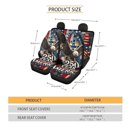 Howilath 250Th Anniversary Patriotic Car Seat Covers 4-Piece Front & Rear Seat Cushion Protectors Anti-Slip Breathable Easy to Install for SUV Sedan Truck - color: 250Th Anniversary Patriotic
