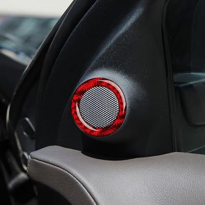 Car Speaker Cover Decals for 2011-2024 Dodge Durango / 2011-2021 Jeep Cherokee WK2 / 2022 WK Accessories Carbon Fiber Stickers, Red - color: Speaker Cover