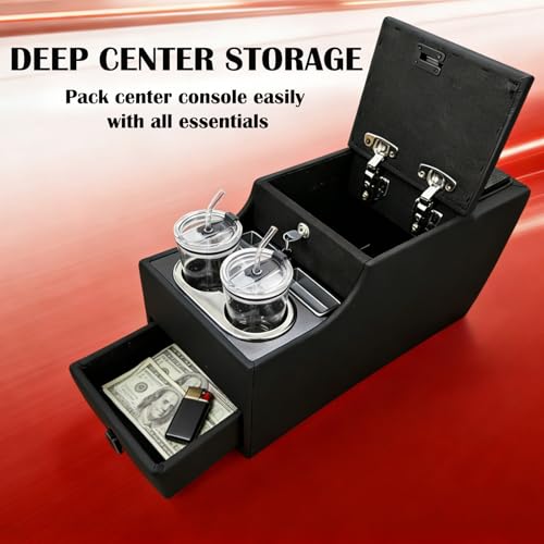 Truck Center Console Organizer Between Seat for Minivans, SUVs, Middle Van Bench Organizer for Floor Console Organizer Storage Box with 24cm Wide Locking Design with Clamshell Type Design - size: 24 Locking Design Tissue Box
