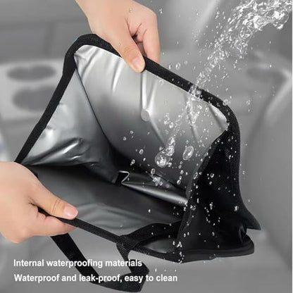 Car Trash Can Hanging Leak-Proof Organizer Waterproof Garbage Can Large Capacity Multipurpose Trash Bin for Car (Black)