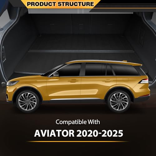 Rear Trunk Cargo Liner Floor Mat Fit Lincoln Aviator 2020 2021 2022 2023 2024 2025 All Weather Full Cover Protection TPE Car Floor Liner Black