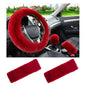 5 PCS Fluffy Steering Wheel Covers Set, Faux Wool Steering Wheel Cover & Handbrake Cover & Gear Shift Cover & 2 Seat Belt Shoulder Pads, Universal Car Accessories (Wine Red) - color: Wine Red