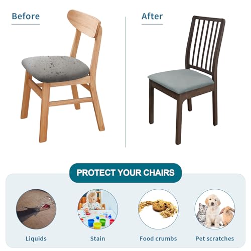 KRFOONN Waterproof Seat Covers for Dining Room Chairs Set of 4 with Bench Cover Washable Dining Chair Covers Removable Kitchen Chair Cushion Slipcovers Protector, A3 - color: Color A3