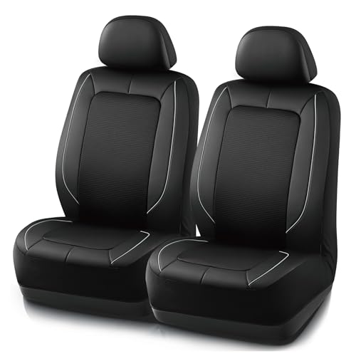 PIC AUTO Car Seat Cover, Pinping Leather and Mesh Seat Cover for Cars, Stylish Two-Tone Design Front Seat Cover, Breathable, Universal Fit,Comfortable and Durable, SUVs, and Trucks(Gray) - color: Gray, size: Front