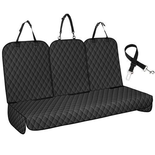 Dog Car Seat Cover for Back Seat - Waterproof, Non-Slip, Pet Bench Seat Covers, with 60/40 Split Bench Fit, Universal Size for Sedans, Trucks & SUVs, Machine Washable, Non-Stick Fur & Durable, M-Black - size: Medium
