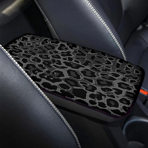 UNICEU Auto Center Console Armrest Pad Seat Box Cover Universal Fit Car Armrest Cover Cushion Mat for Vehicle, SUV, Truck Car Accessories,Black Gray Leopard - color: Black Leopard