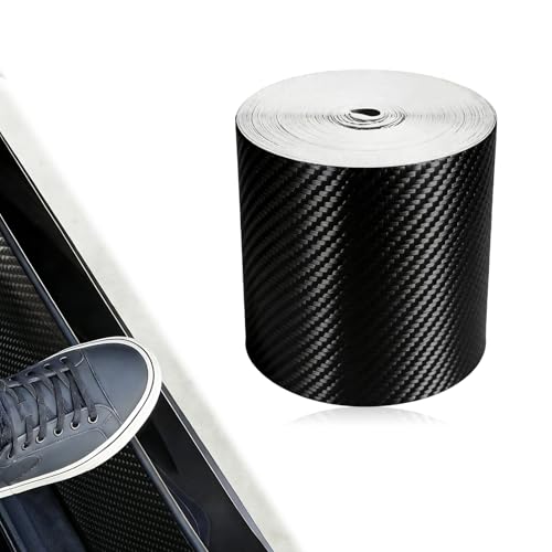 5D Carbon Fiber Car Door Edge & Sill Protector Film - 2.7In x 33Ft Universal Anti-Collision Vinyl Wrap Anti-Collision Scratch Cover for Car Bumpers & Door Sills, Fits Most Vehicles (Black)