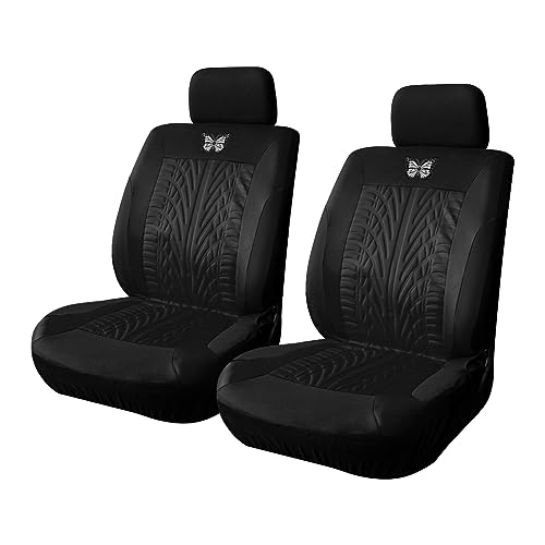 BESULEN Front Car Seat Covers, 2 Pack Butterfly Automotive Seat Protectors, Car Interior Accessories, Soft & Breathable, Premium Non-Slip Seat Covers for Van, SUV, Truck, Pickup (Black) - color: Black