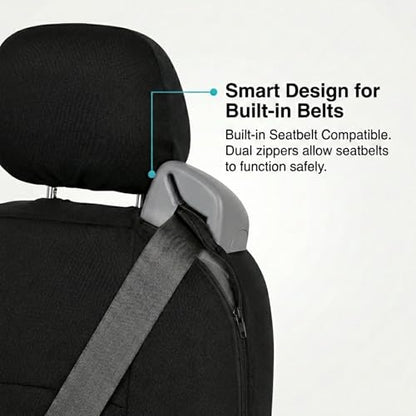 FH Group Car Seat Covers All-Purpose Built-in Seatbelt Front Set - Universal Fit for Cars, Trucks & SUVs (Black) FB351102 - color: Black - Low Back (Flat Cloth), size: Front Set