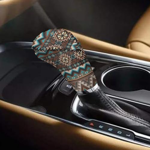 Bulopur Car Shifter Gear Hand Brake Trim Cover Set for Most Cars Van SUV Sedan Truck Auto Accessories - color: Aztec Navajo Ethnic