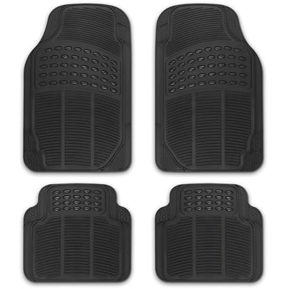 NASCAR Premium Car Floor Mats - 4-Piece Set | Heavy Duty All-Weather Rubber | Universal Trim-to-Fit for Cars, Trucks & SUVs | Traps Dirt, Snow & Water | Black Floor Mats