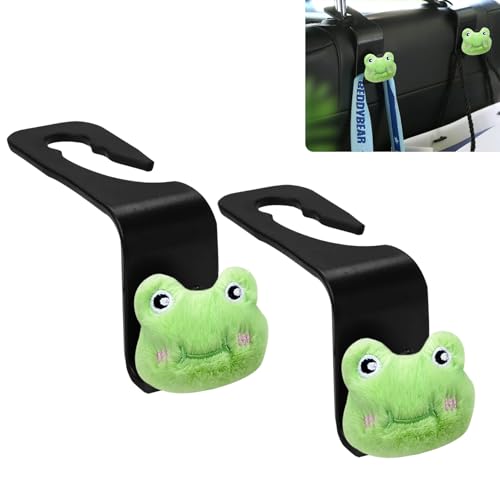 Frog Car Seat Headrest Hook 2 Pack Car Purse Hook Cars Seat Hooks for Headrest Universal for Handbag Bags Drink Grocery Coat Universal Vehicle,Cars Interior Accessories Frog Gifts for Women Men - color: Frog