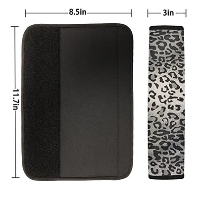 Dreaweet Grey Leopard Print Seat Belt Pads Cover for Adults Kids, Stylish Car Seatbelt Cover 2 pcs, Universal Soft and Safe - color: Leopard-2