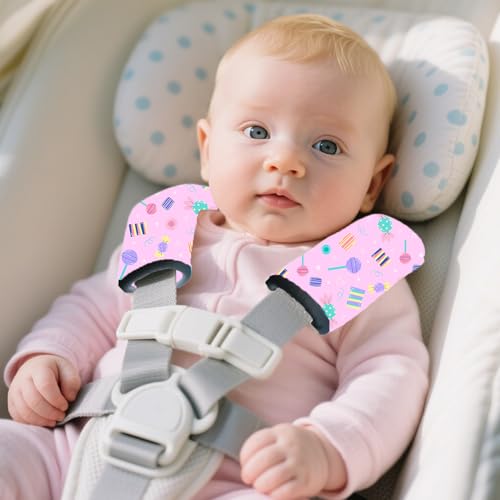Kid's Seat Belt Cover Pad,Soft Shoulder Seatbelt Covers for Kid,Cute Toddler Seat Cushion (Candy) - color: Candy