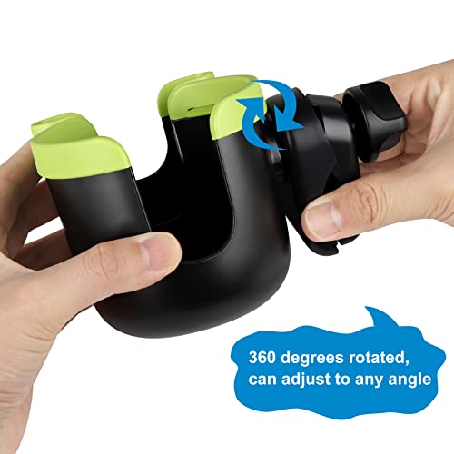 Accmor Stroller Cup Holder with Phone Holder, Bike Cup Holder, Universal Cup Holder for Uppababy Nuna Doona Strollers, 2-in-1 Cup Holder for Walker, Wheelchair, Scooter - color: Mix Green