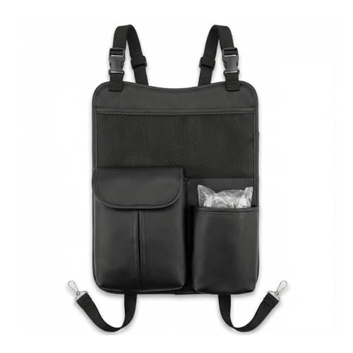 Upgraded Car Mesh Bag Elastic Seat Back Mesh Bag With Paper Towel and Handbag Bracket and Back Seat Storage Bag for Children Pets and Travel Necessities. (black)