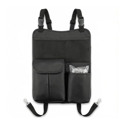 Upgraded Car Mesh Bag Elastic Seat Back Mesh Bag With Paper Towel and Handbag Bracket and Back Seat Storage Bag for Children Pets and Travel Necessities. (black)