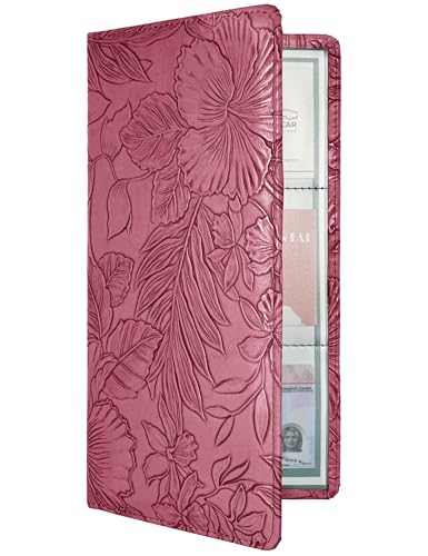 Mymazn Car Registration and Insurance Holder, PU Leather Glove Box Car Organizer with Magnetic Closure, Car Document Holder for Driver's License & Essential Documents (Floral Red) - color: Floral Red