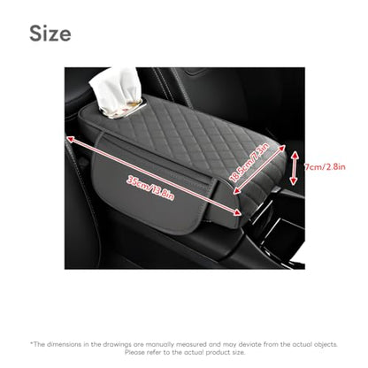 Car Armrest Pad, Universal Armrest Cushion Pad, Leather Armrest Box Pad - color: Without cup holder, Grey