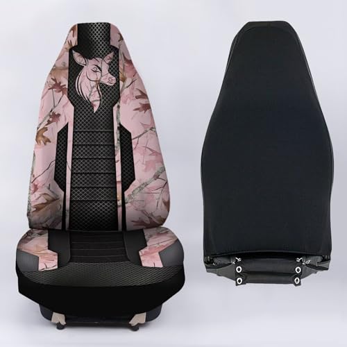 Pink Caomflage Doe Car Seat Covers Front Only, Vehicle Bucket Seat Protetors Universal Fit Most Vehicle, Sedan, Truck, Van and SUV - color: Pink Caomflage Doe