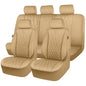 CAR PASS Piping Luxury Leather Seat Covers Full Set,5 Seats Leatherette Anti-Slip Waterproof Seat Covers Compatible with Front Armrests,Universal Fit for Suvs,Vans,Trucks,Airbag Compatible,Pure Beige - color: Pure Beige, size: Full Set