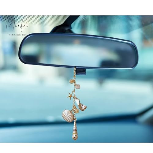 Car Rearview Mirror Charm, Beach Seashell Hanging Decor, Boho Coastal Starfish Ornament
