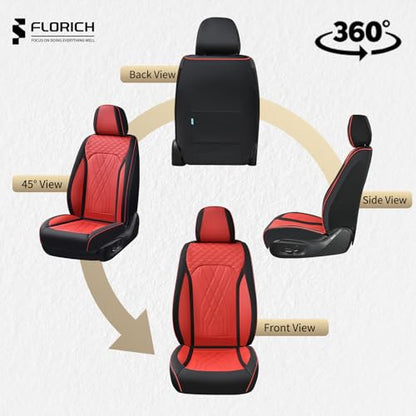 Leather Front Seat Covers Red Car Seat Cover Breathable Waterproof Seat Cover for Cars Automotive Seat Covers 2 Front Seats Protector Universal Fit for Most Car Truck SUV, Black&Red