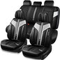 CAR PASS Nappa Leather Seat Covers, Breathable Waterproof Car Seat Covers Full Set, Luxury Leather Front and Back Seats Full Coverage, Universal Fit SUV Pick-up Truck Sedan Automotive(Black Sliver) - color: Black Silver, size: Full Set Full Coverage