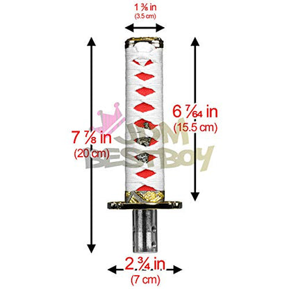 JDMBESTBOY Samurai Sword White Red Shift Knob Shifter Alloy Katana Adapters Universal 15cm - color: White Red, size: 15cm
