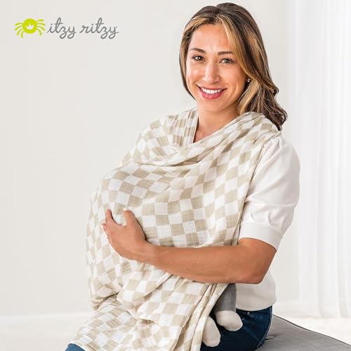 Itzy Ritzy Breastfeeding Boss Multi-Use Cover – A Nursing Cover, Swaddle, Car Seat Wrap, Tummy Time Mat & Burp Cloth All in One – Made of Soft Muslin Fabric & Measures 47” x 47” (Checkerboard) - color: Checkerboard