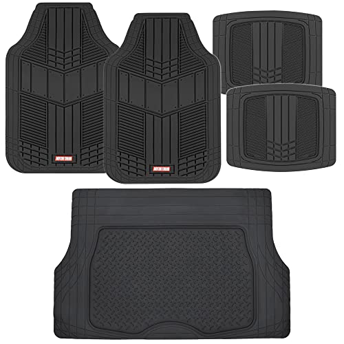 Motor Trend DualFlex Black Floor Mats for Cars & Cargo Mat Full Set - All Weather Front & Rear Rubber Automotive Floor Mats & Cargo Liner for SUV, Car, & Van - Interior Trunk Mat & Floor Cover - color: Black, size: Medium Cargo Mat