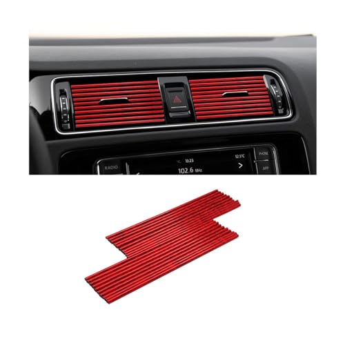 Car Air Conditioner Decoration Strip, 20PCS Flexible Bendable Air Vent Outlet Trim, Automotive Interior Moulding Decorative Accessories, Compatible with Most Vehicle (Crisp Ice Red) - color: Crisp Ice Red