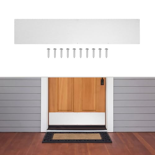 1 Pcs Door Kick Plates - 6 x 34 Inches Kick Plates for Exterior Interior Doors Protection Decor, 1.5mm (1/16 Inch) Thickness Rectangular Aluminum Door Push Plate (Silver) - color: Silver, size: 6 x 34 Inch