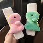 2 PCS Seat Belt Cover Pad, Cute Dinosaur Seatbelt Covers for Kids, Winter Plush Fluffy Soft Seatbelt Cushion, Car Seat Strap Pads (Pink+Green) - color: Pink+Green