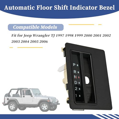Automatic Floor Shift Indicator Bezel Trim Fit for Jeep Wrangler TJ 1997-2006 Replace 55315059AC 55115570 55115571 55115570AB Auto Transmission Gear Shifter Cover