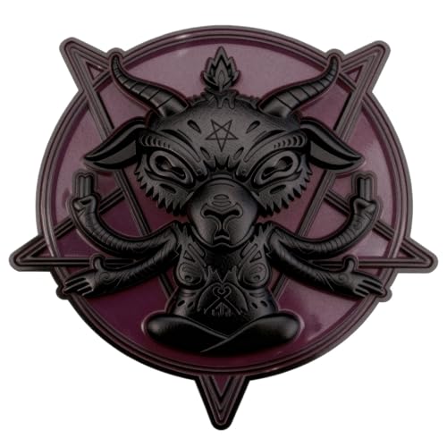 Occult Goat Car Emblem – Metal 3D Black Badge with 3M Adhesive – Mystical Goat Decal for Car, Truck, Motorcycle, Window, Door, or Home Decor (Dark Purple and Black) - color: Dark Purple and Black